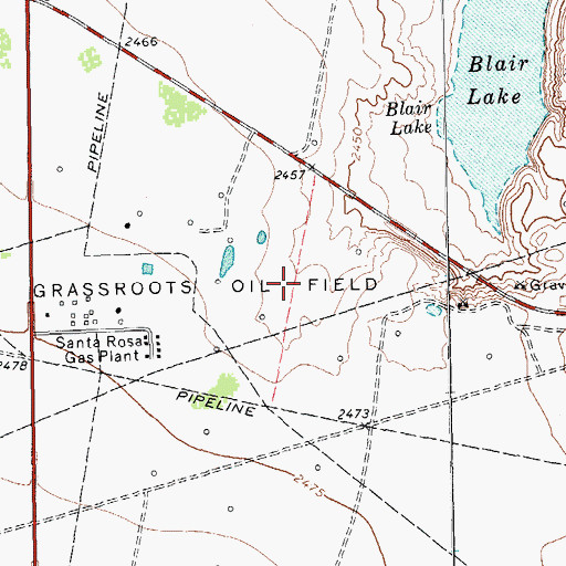 Topographic Map of Grassroots Oil Field, TX