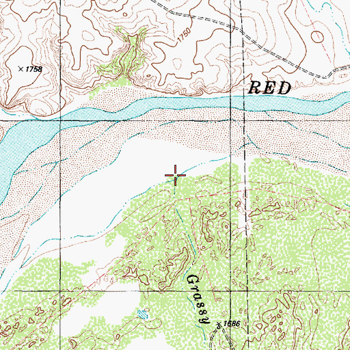 Topographic Map of Grassy Creek, TX