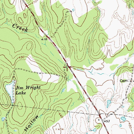 Topographic Map of Grassy Hollow, TX