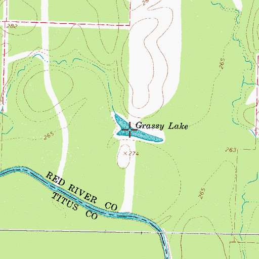 Topographic Map of Grassy Lake, TX
