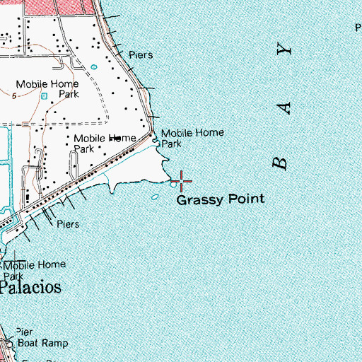 Topographic Map of Grassy Point, TX