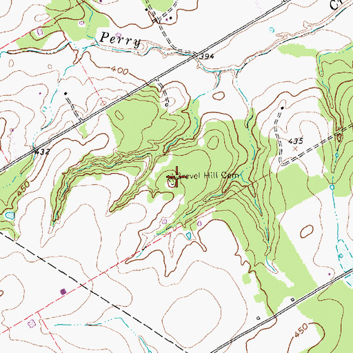 Topographic Map of Gravel Hill Cemetery, TX