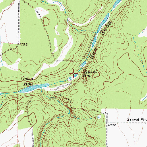 Topographic Map of Gravel Hole, TX