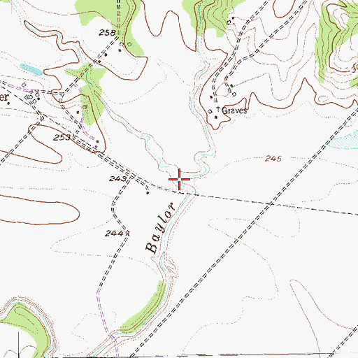 Topographic Map of Gravelly Branch, TX