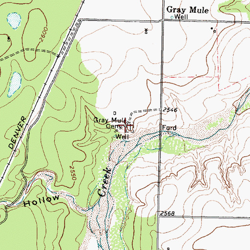 Topographic Map of Gray Mule Cemetery, TX
