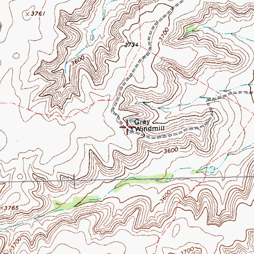 Topographic Map of Gray Windmill, TX