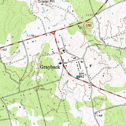Topographic Map of Grayback, TX