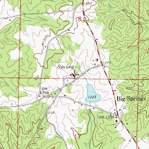 Topographic Map of Big Springs Baptist Church, AL