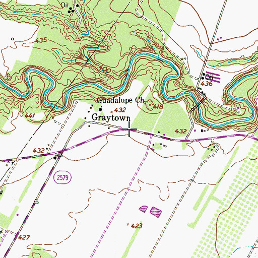 Topographic Map of Graytown, TX