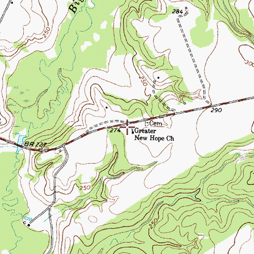 Topographic Map of Greater New Hope Church, TX
