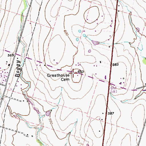 Topographic Map of Greathouse Cemetery, TX