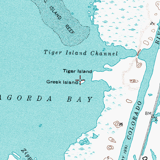 Topographic Map of Greek Island, TX