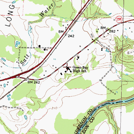 Topographic Map of Green Bay High School, TX