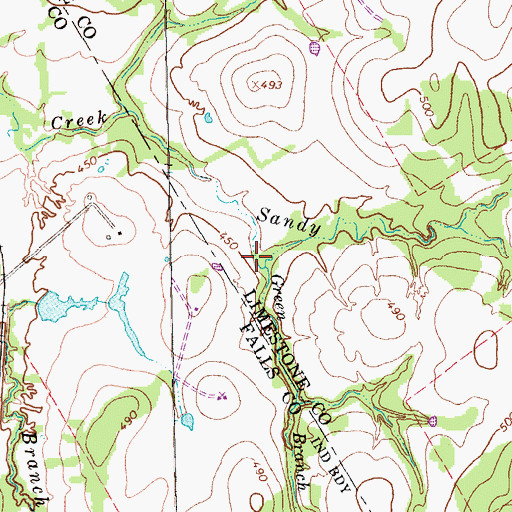 Topographic Map of Green Branch, TX