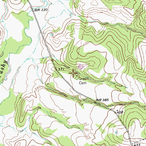 Topographic Map of Green Cemetery, TX