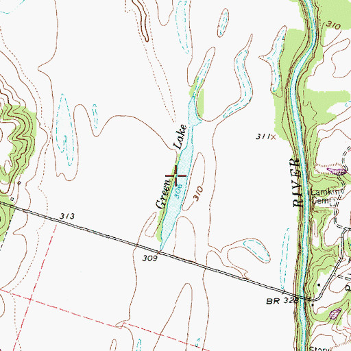 Topographic Map of Green Lake, TX