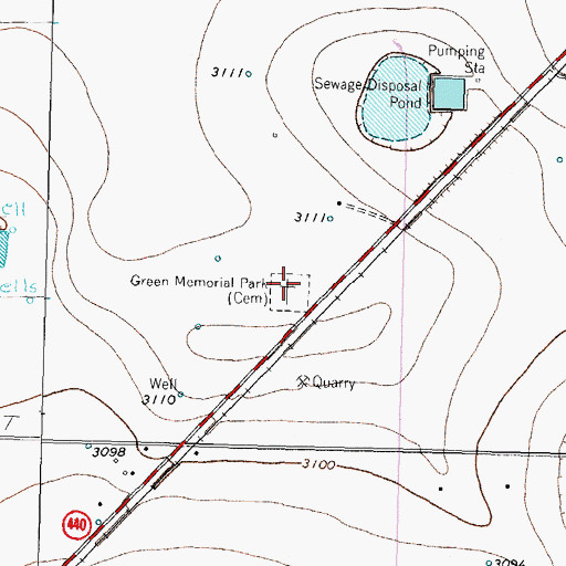 Topographic Map of Green Memorial Park, TX