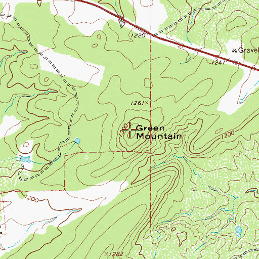Topographic Map of Green Mountain, TX