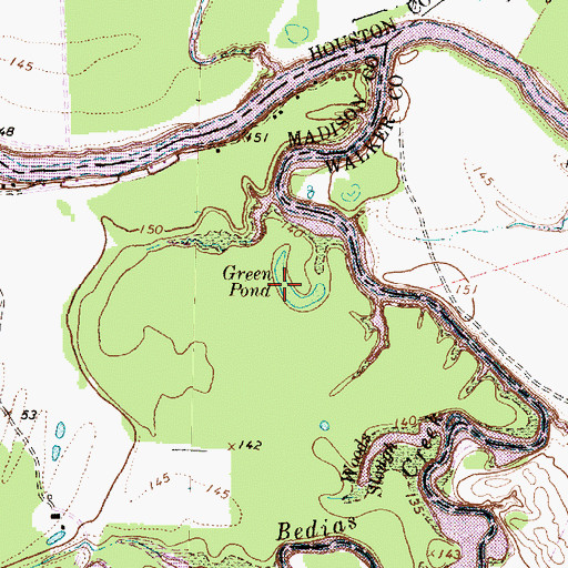 Topographic Map of Green Pond, TX
