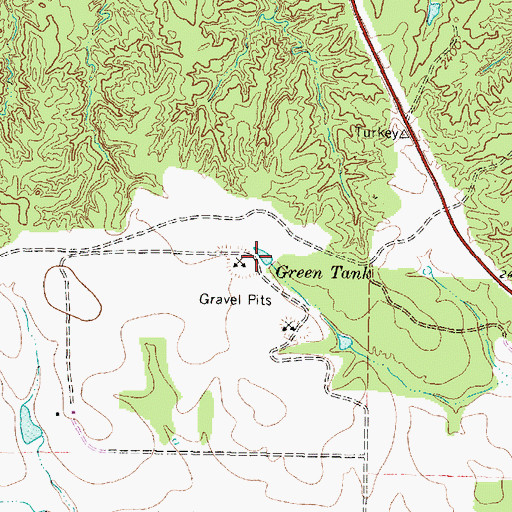 Topographic Map of Green Tank, TX