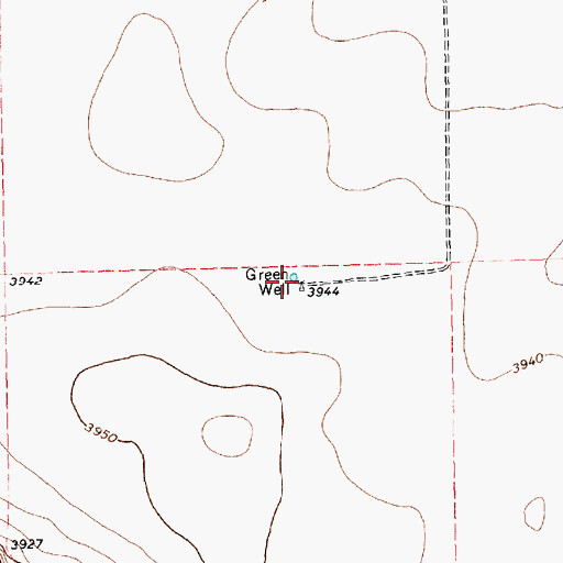 Topographic Map of Green Well, TX