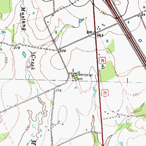 Topographic Map of Greenbriar Cemetery, TX