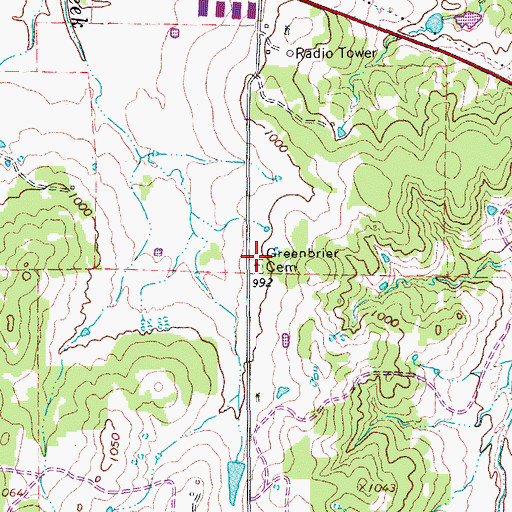 Topographic Map of Greenbrier Cemetery, TX