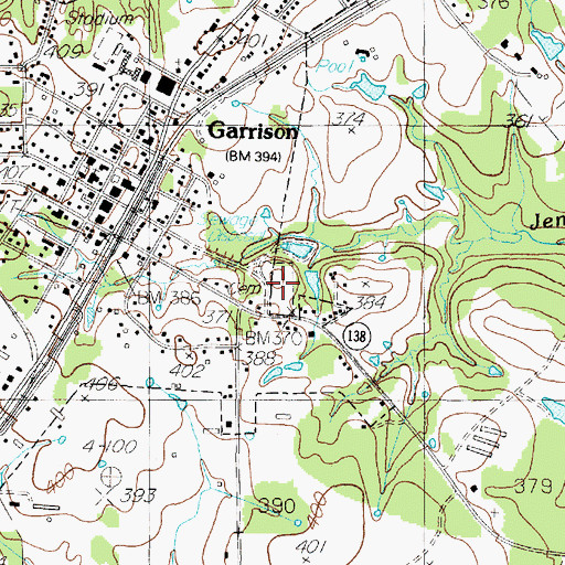 Topographic Map of Greenwood Cemetery, TX