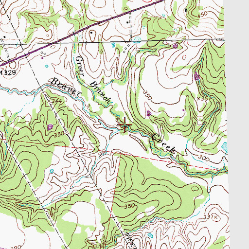 Topographic Map of Greer Branch, TX