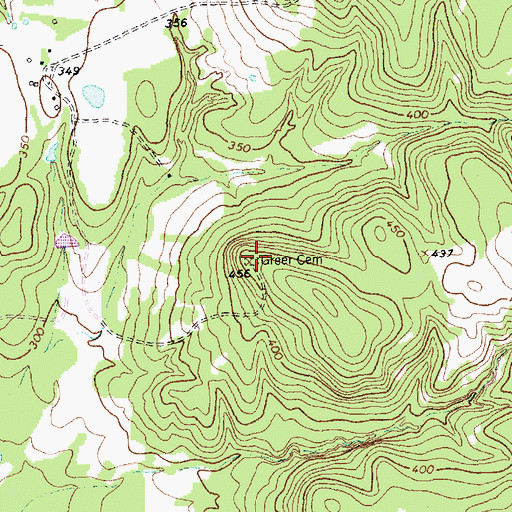 Topographic Map of Greer Cemetery, TX