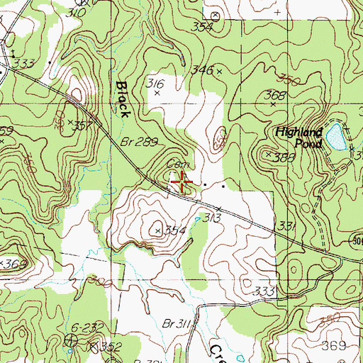 Topographic Map of Greer Cemetery, TX