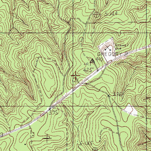 Topographic Map of Gregory Cemetery, TX