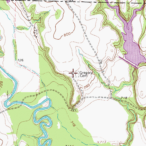 Topographic Map of Gregory Cemetery, TX