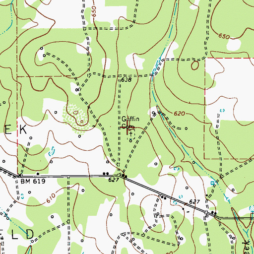 Topographic Map of Griffin Cemetery, TX