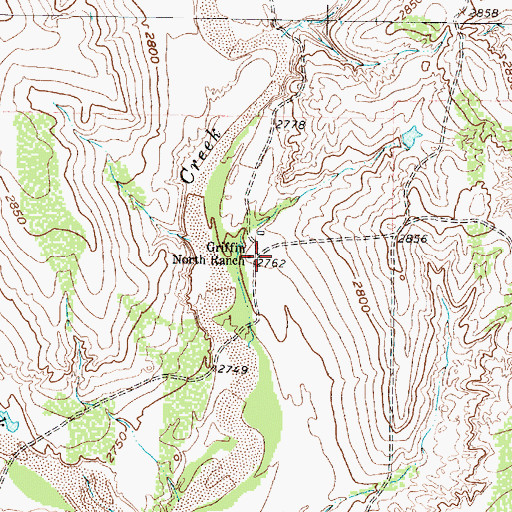 Topographic Map of Griffin North Ranch, TX