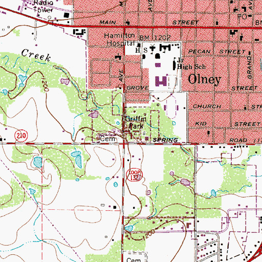 Topographic Map of Griffin Park, TX