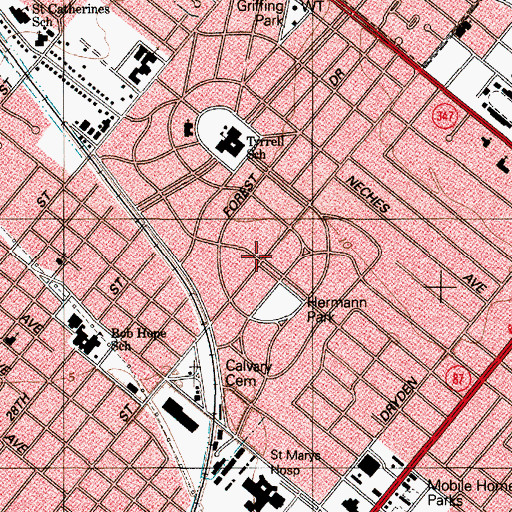 Topographic Map of Griffing Park, TX