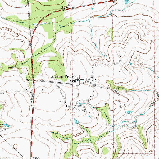 Topographic Map of Grimes Prairie School, TX