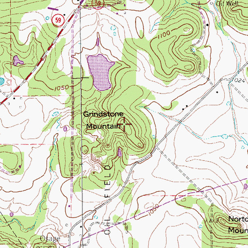 Topographic Map of Grindstone Mountain, TX