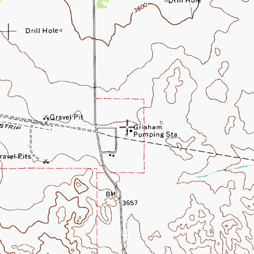 Topographic Map of Grisham Pumping Station, TX