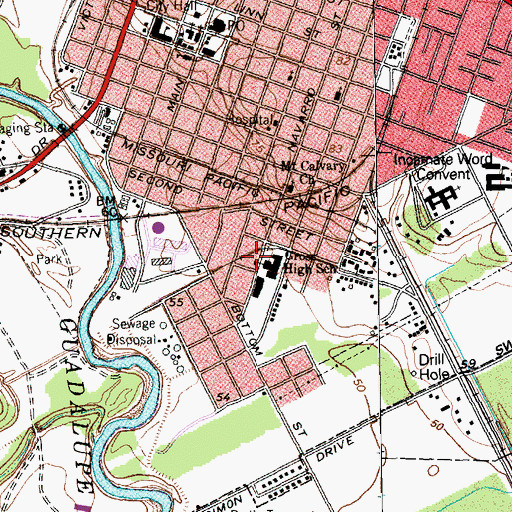 Topographic Map of Gross High School, TX