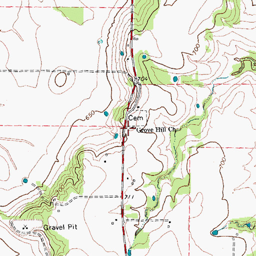 Topographic Map of Grove Hill Church, TX