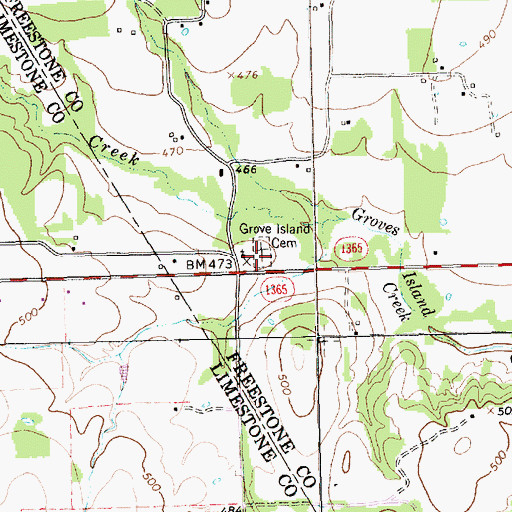 Topographic Map of Grove Island Cemetery, TX
