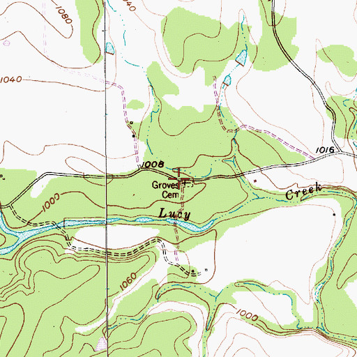 Topographic Map of Groves Cemetery, TX