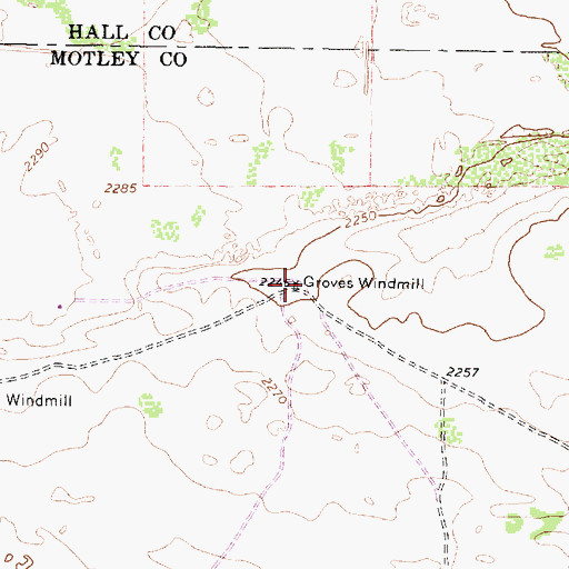 Topographic Map of Groves Windmill, TX