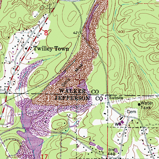 Topographic Map of Black Creek Number 4 Mine, AL