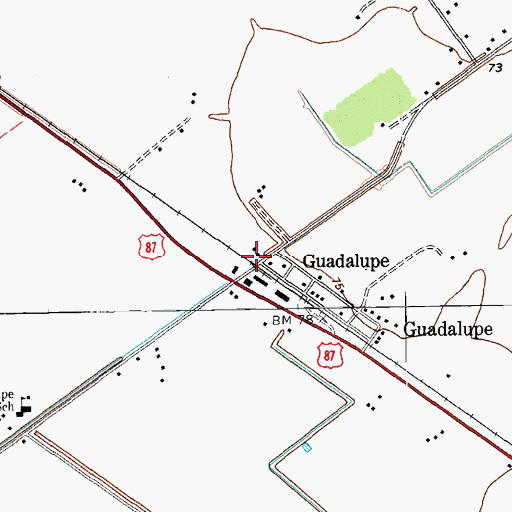 Topographic Map of Guadalupe, TX