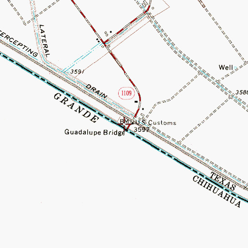 Topographic Map of Guadalupe Bridge, TX