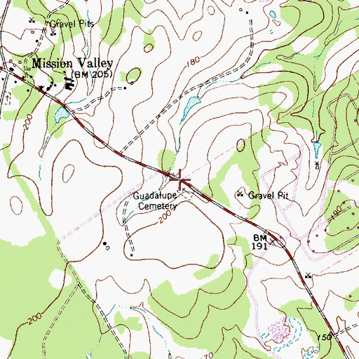 Topographic Map of Guadalupe Cemetery, TX