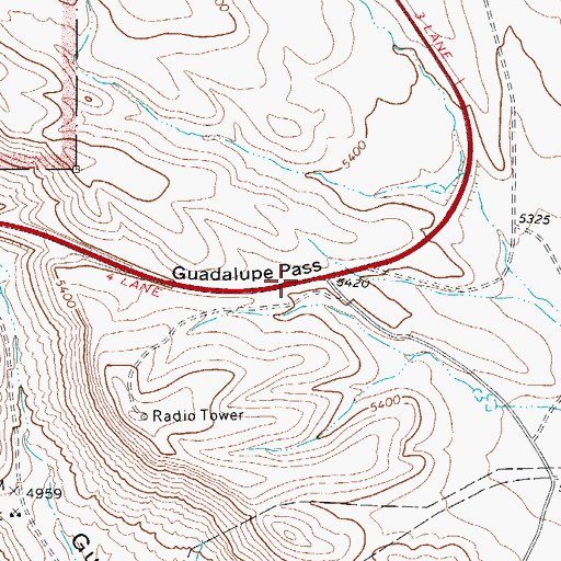 Topographic Map of Guadalupe Pass, TX
